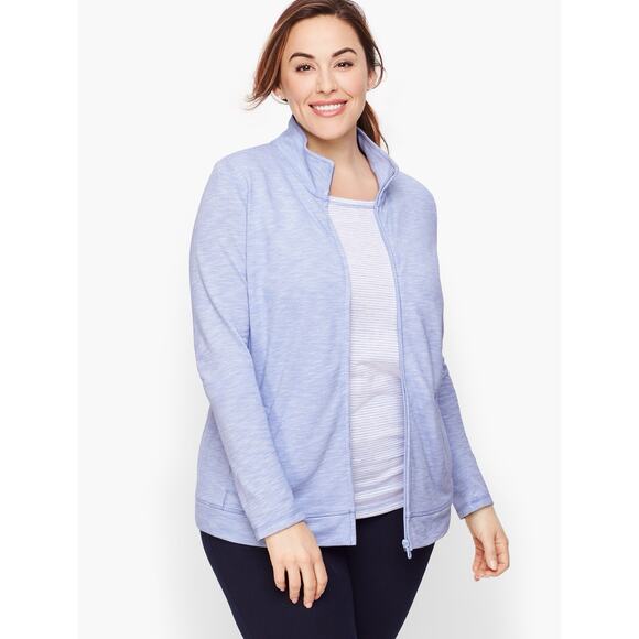 Talbots Oxford Pique Zip Up 100% Cotton Active Jacket 3X - Picture 1 of 7